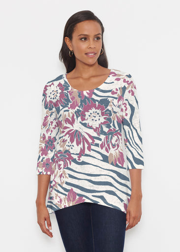 Zebra Posy Navy (8123) ~ Katherine Hi-Lo Thermal Tunic