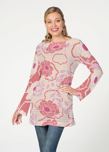 Clarisse Beige/Red (8127) ~ Banded Boatneck Tunic