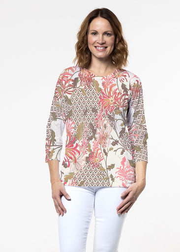 Lucia Chocolate (8129) ~ Signature 3/4 Sleeve Crew Neck Top