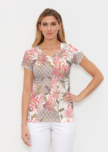 Lucia Chocolate (8129) ~ Signature Cap Sleeve V-Neck Shirt