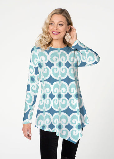 Links Navy Aqua (8133) ~ Asymmetrical French Terry Tunic