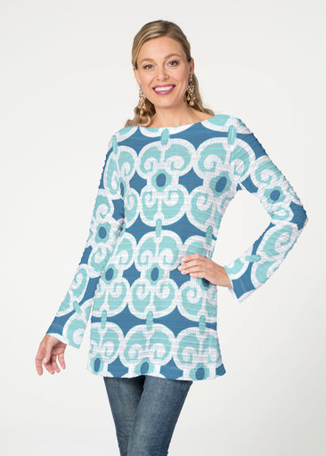 Links Navy Aqua (8133) ~ Banded Boatneck Tunic