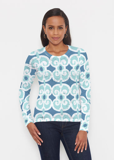 Links Navy Aqua (8133) ~ Signature Long Sleeve Crew Shirt