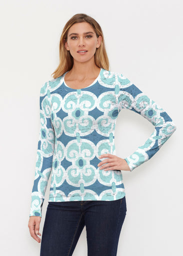 Links Navy Aqua (8133) ~ Thermal Long Sleeve Crew Shirt