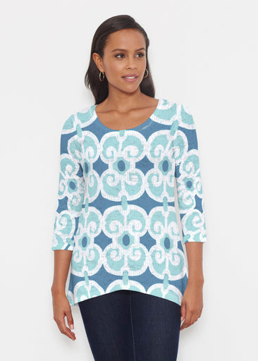 Links Navy Aqua (8133) ~ Katherine Hi-Lo Thermal Tunic