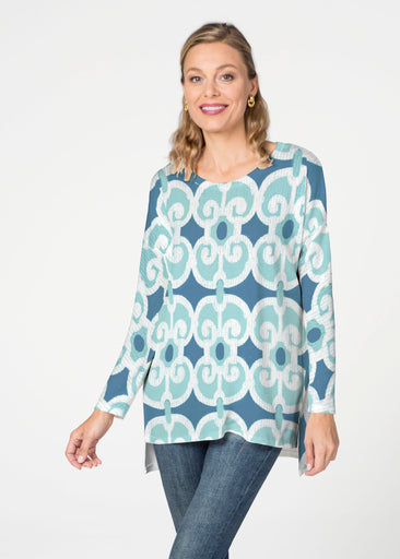 Links Navy Aqua (8133) ~ Slouchy Butterknit Top