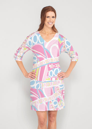 Summer O"S (8140) ~ Drop Shoulder 3/4 Sleeve V-Neck Dress