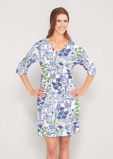 Petals (8141) ~ Drop Shoulder 3/4 Sleeve V-Neck Dress