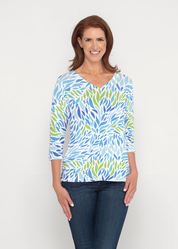 Hotsy Totsy Blue (8143) ~ Signature 3/4 Sleeve V-Neck Top