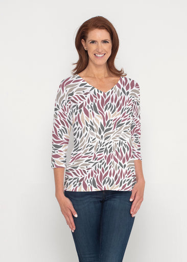 Hotsy Totsy Wine (8144) ~ Signature 3/4 Sleeve V-Neck Top