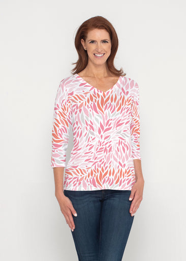 Hotsy Totsy Pink (8145) ~ Signature 3/4 Sleeve V-Neck Top