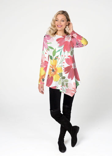 Festive Bloom (8154) ~ Asymmetrical French Terry Tunic