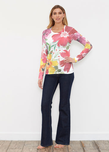 Festive Bloom (8154) ~ Thermal Long Sleeve Crew Shirt