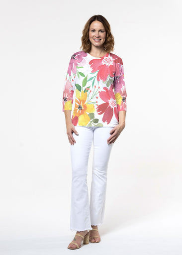 Festive Bloom (8154) ~ Signature 3/4 Sleeve Crew Neck Top