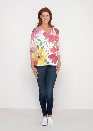 Festive Bloom (8154) ~ Signature 3/4 Sleeve V-Neck Top