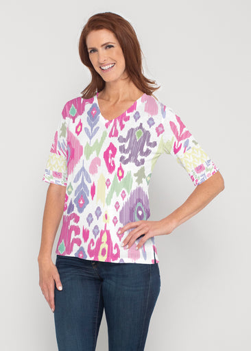 Spring Pastel (8155) ~ Signature Elbow Sleeve V-Neck Top
