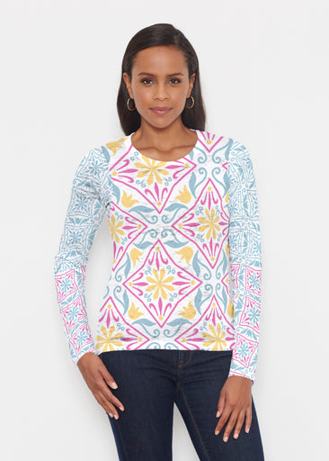 Geo Tile Blue (8158) ~ Signature Long Sleeve Crew Shirt