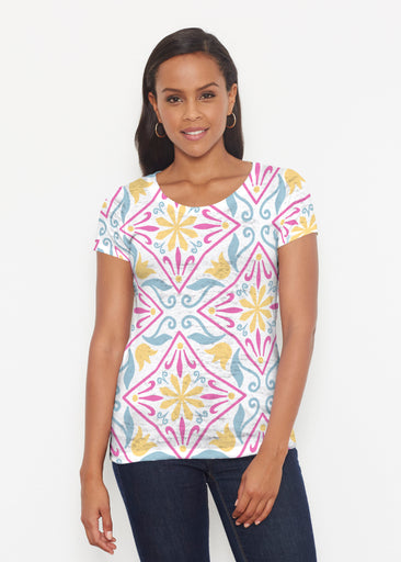 Geo Tile Blue (8158) ~ Short Sleeve Scoop Shirt