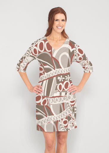 Rusty O"S (8162) ~ Lucy 3/4 Sleeve V-Neck Dress