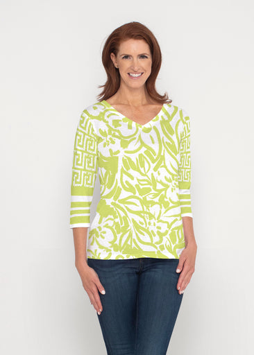 Greek Breeze Lime (8165) ~ Signature 3/4 Sleeve V-Neck Top