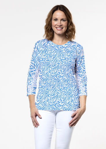 Leo Hotsy Totsy Blue (8166) ~ Signature 3/4 Sleeve Crew Neck Top