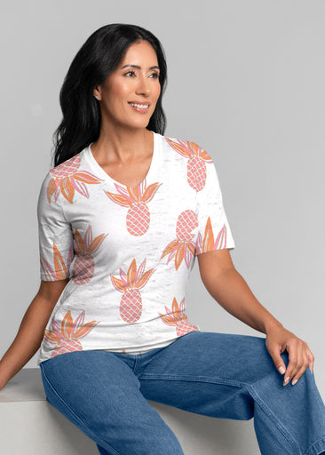 Honolulu (8182) ~ Signature Elbow Sleeve V-Neck Top