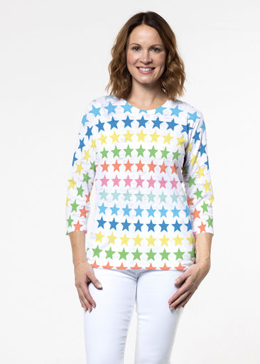 Stars Multi (8183) ~ Signature 3/4 Sleeve Crew Neck Top