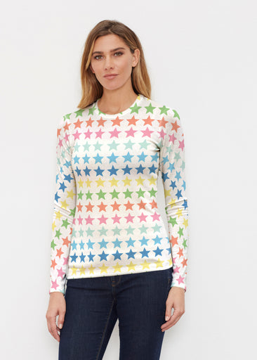 Stars Multi (8183) ~ Butterknit Long Sleeve Crew Top