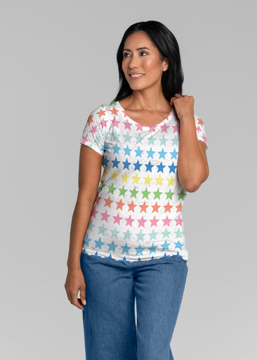 Stars Multi (8183) ~ Short Sleeve Scoop Shirt