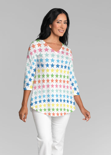 Stars Multi (8183) ~ V-neck Flowy Tunic