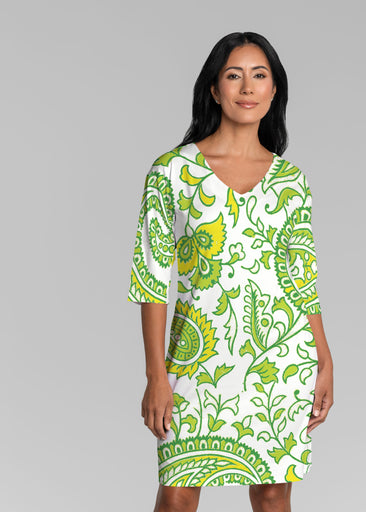 Serena Lime (8186) ~ Lucy 3/4 Sleeve V-Neck Dress