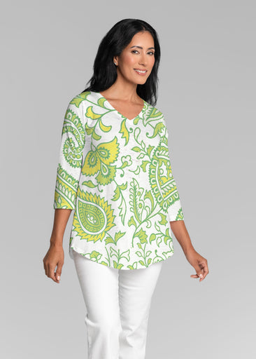 Serena Lime (8186) ~ V-neck Flowy Tunic