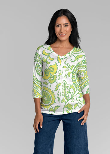 Serena Lime (8186) ~ Signature 3/4 Sleeve V-Neck Top