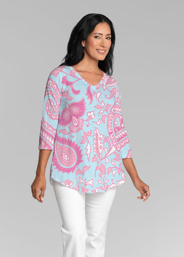 Serena Pink (8187) ~ V-neck Flowy Tunic
