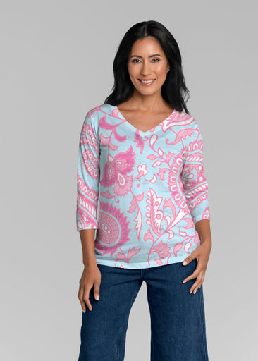 Serena Pink (8187) ~ Signature 3/4 Sleeve V-Neck Top