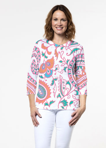 Serena Orange (8189) ~ Signature 3/4 Sleeve Crew Neck Top