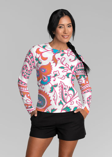 Serena Orange (8189) ~ Long Sleeve Rash Guard