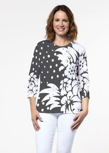 Carlotta Black (8190) ~ Signature 3/4 Sleeve Crew Neck Top