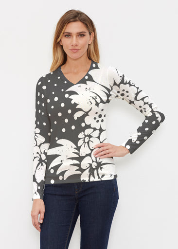 Carlotta Black (8190) ~ Butterknit Long Sleeve V-Neck Top