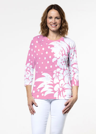 Carlotta Pink (8194) ~ Signature 3/4 Sleeve Crew Neck Top