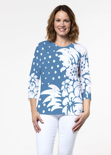 Carlotta Blue (8196) ~ Signature 3/4 Sleeve Crew Neck Top