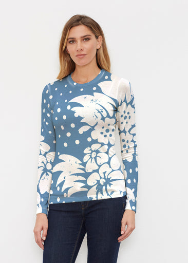 Carlotta Blue (8196) ~ Butterknit Long Sleeve Crew Top