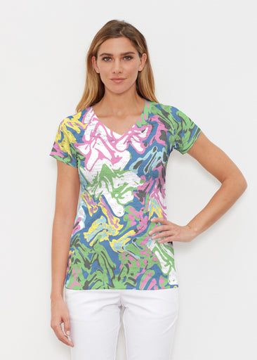 Lizzy (8197) ~ Signature Cap Sleeve V-Neck Shirt
