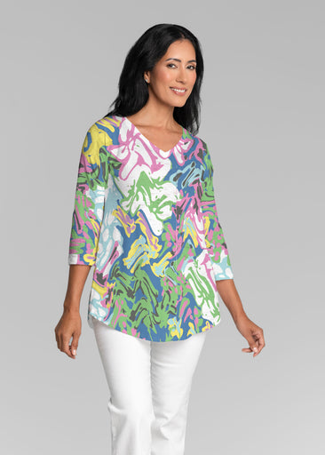 Lizzy (8197) ~ V-neck Flowy Tunic