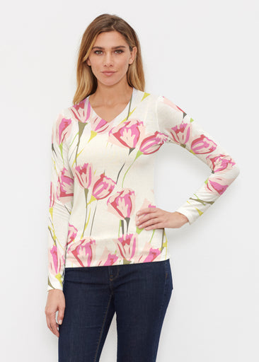 La La (8199) ~ Butterknit Long Sleeve V-Neck Top