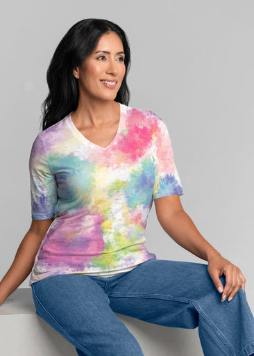Gretta (8200) ~ Signature Elbow Sleeve V-Neck Top