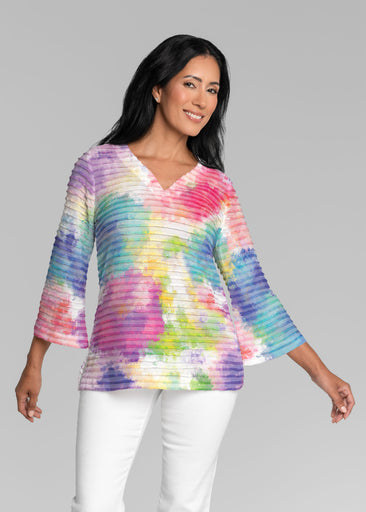 Gretta (8200) ~ Banded 3/4 Bell-Sleeve V-Neck Tunic