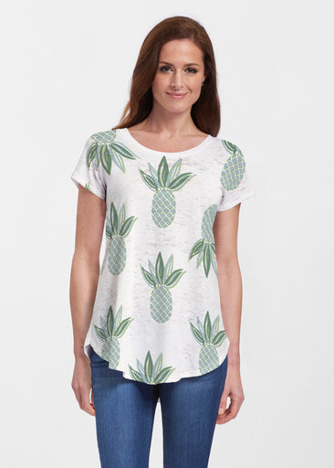 Honolulu Mint (8201) ~ Short Sleeve Scoop Neck Flowy Tunic