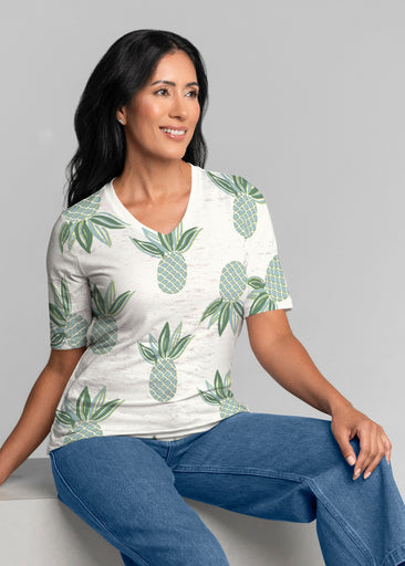 Honolulu Mint (8201) ~ Signature Elbow Sleeve V-Neck Top