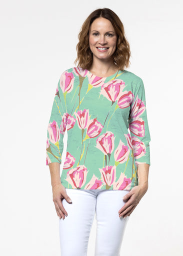 La La Mint (8202) ~ Signature 3/4 Sleeve Crew Neck Top